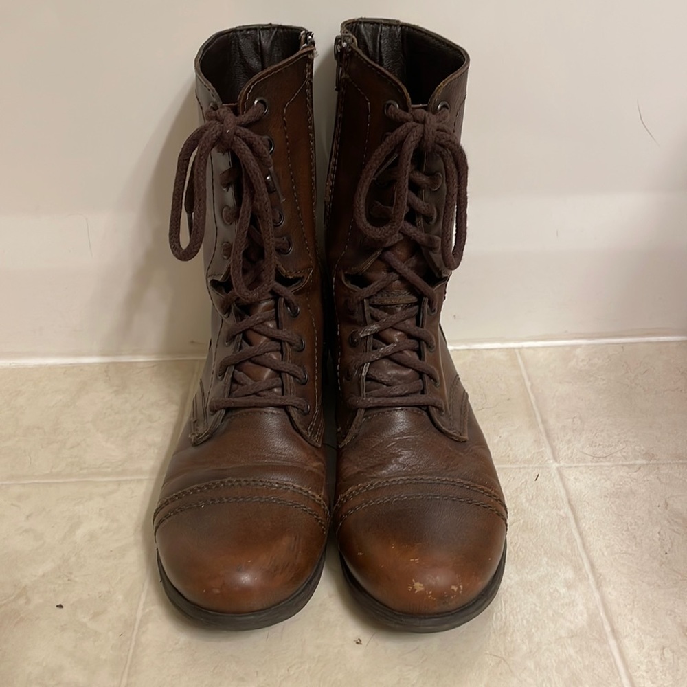 Brown Steve Madden combat boots